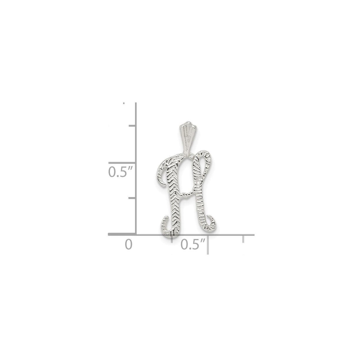 Sterling Silver Initial H Pendant with Textured Chevron Pattern, Minimalist Letter Charm Design