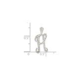 Sterling Silver Initial H Pendant with Textured Chevron Pattern, Minimalist Letter Charm Design