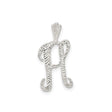 Sterling Silver Initial H Pendant with Textured Chevron Pattern, Minimalist Letter Charm Design
