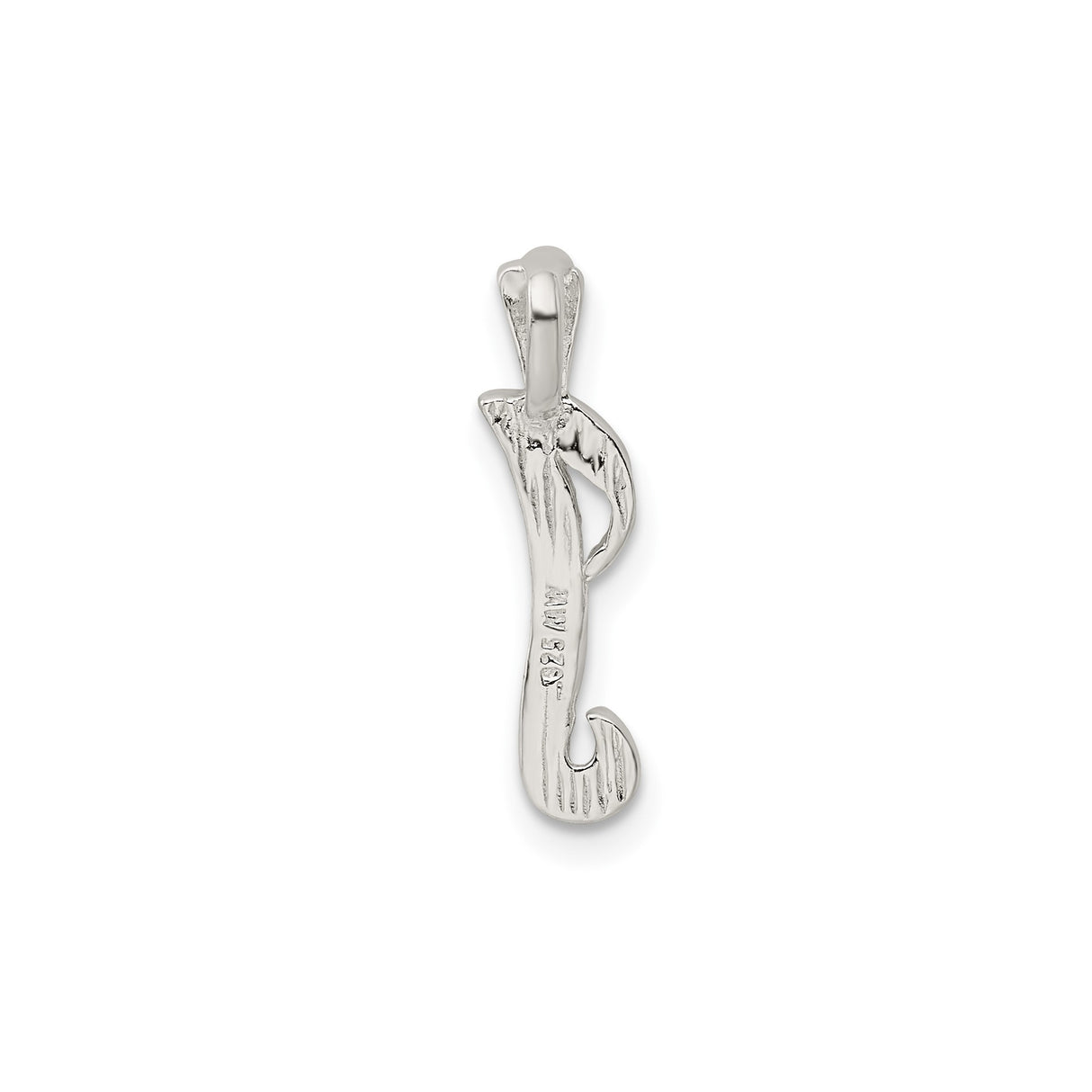 Sterling Silver Fish Hook Pendant with Tribal Polynesian Design for Strength and Good Luck
