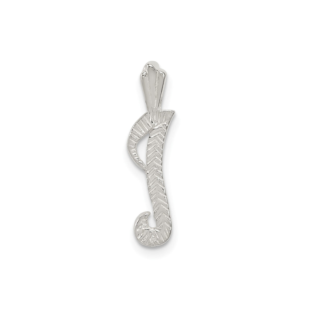 Sterling Silver Fish Hook Pendant with Tribal Polynesian Design for Strength and Good Luck