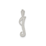 Sterling Silver Fish Hook Pendant with Tribal Polynesian Design for Strength and Good Luck