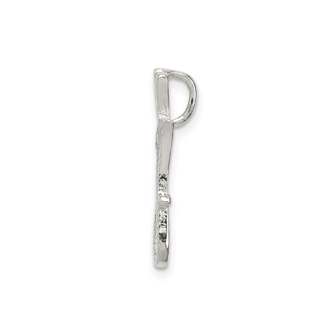 Sterling Silver Letter J Pendant with Textured Design, Personalized Script Initial Charm for Women