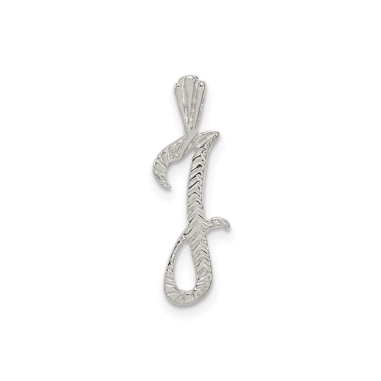 Sterling Silver Letter J Pendant with Textured Design, Personalized Script Initial Charm for Women