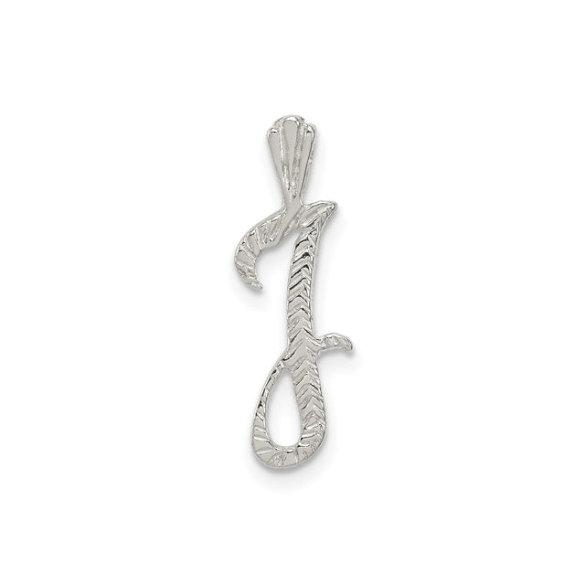 Sterling Silver Letter J Pendant with Textured Design, Personalized Script Initial Charm for Women