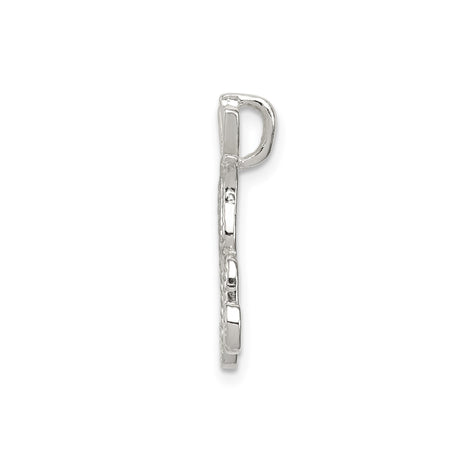 Sterling Silver Script Letter K Pendant, Textured Alphabet Initial Charm for Women