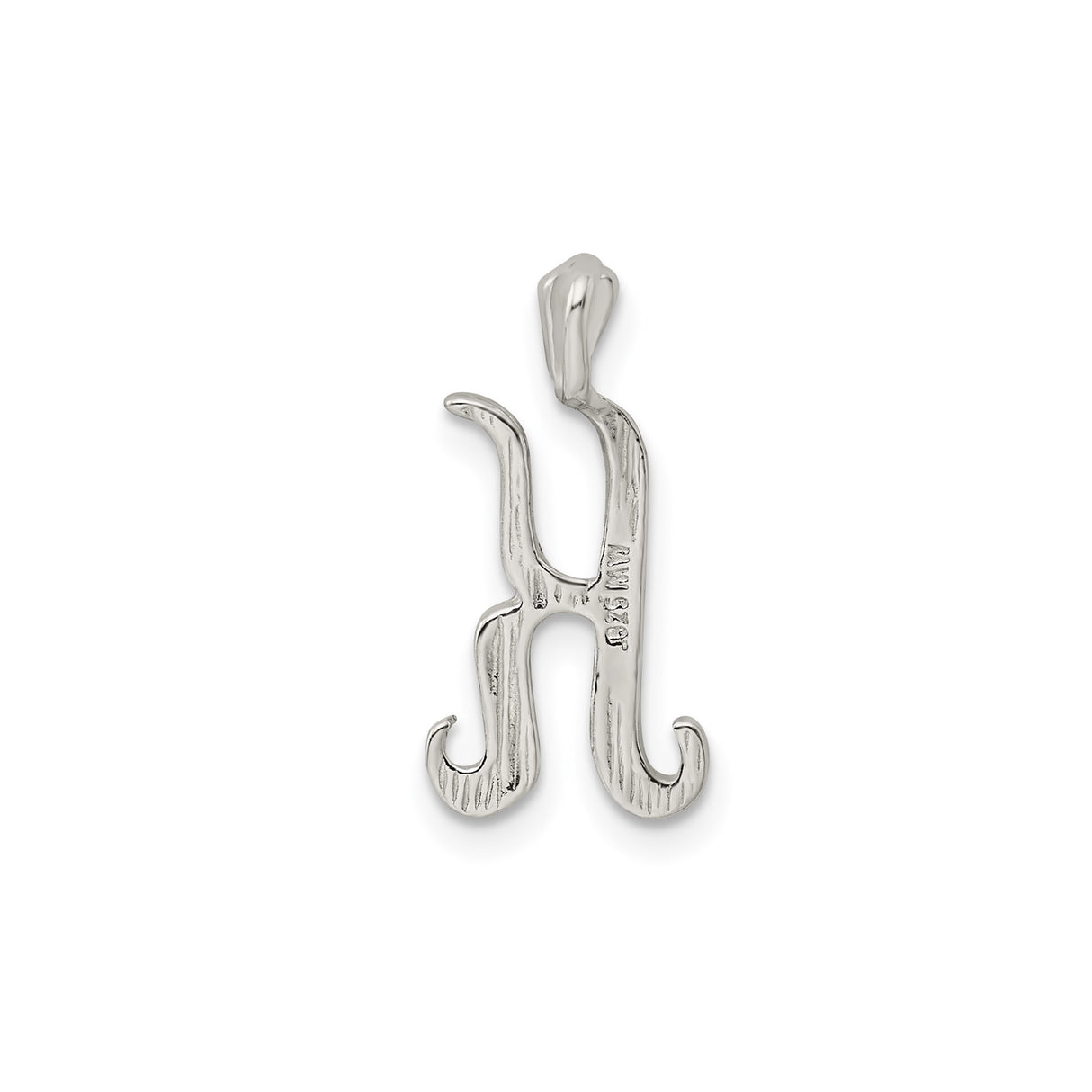 Sterling Silver Script Letter K Pendant, Textured Alphabet Initial Charm for Women