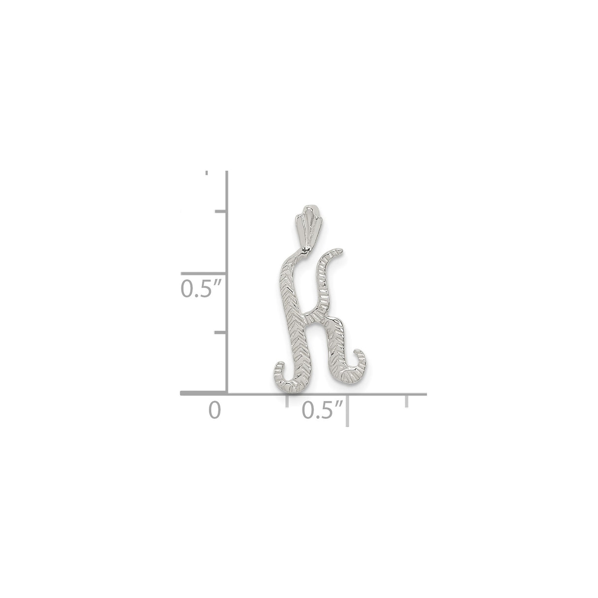 Sterling Silver Script Letter K Pendant, Textured Alphabet Initial Charm for Women