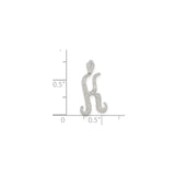 Sterling Silver Script Letter K Pendant, Textured Alphabet Initial Charm for Women