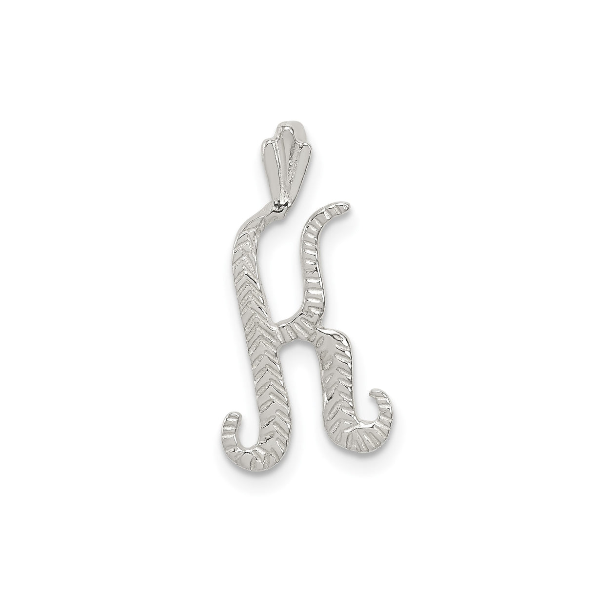 Sterling Silver Script Letter K Pendant, Textured Alphabet Initial Charm for Women