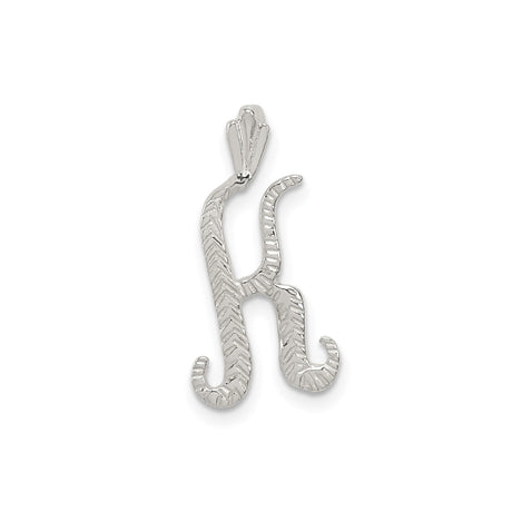 Sterling Silver Script Letter K Pendant, Textured Alphabet Initial Charm for Women