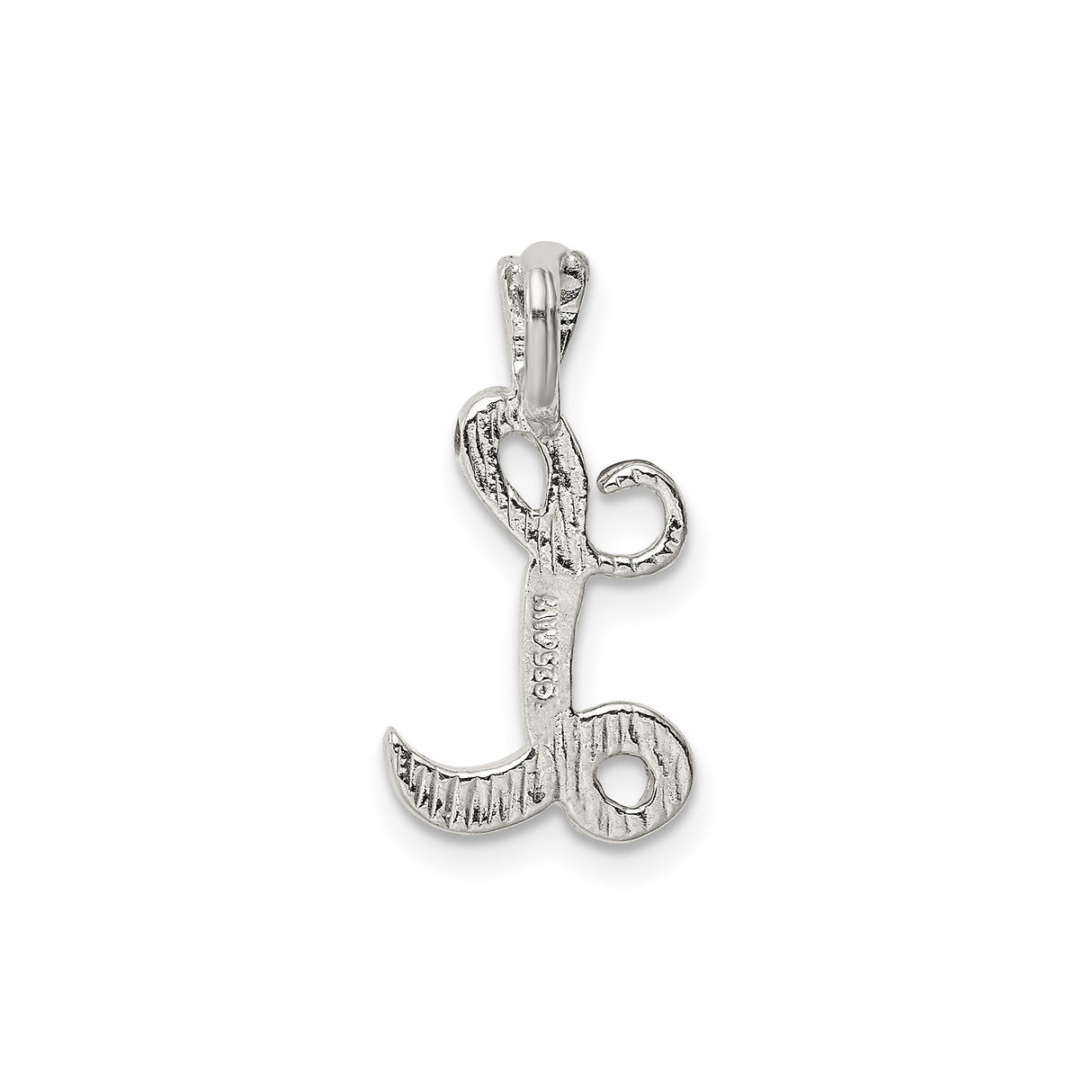 Sterling Silver Letter L Pendant, Textured Script Initial Charm for Women