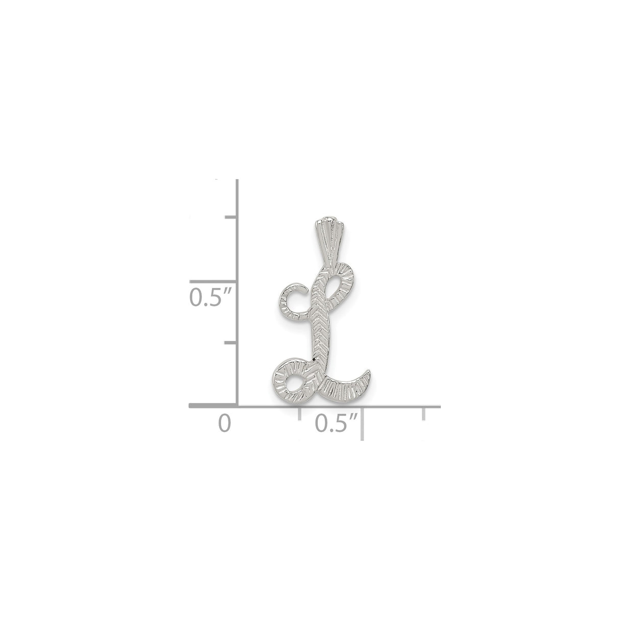 Sterling Silver Letter L Pendant, Textured Script Initial Charm for Women