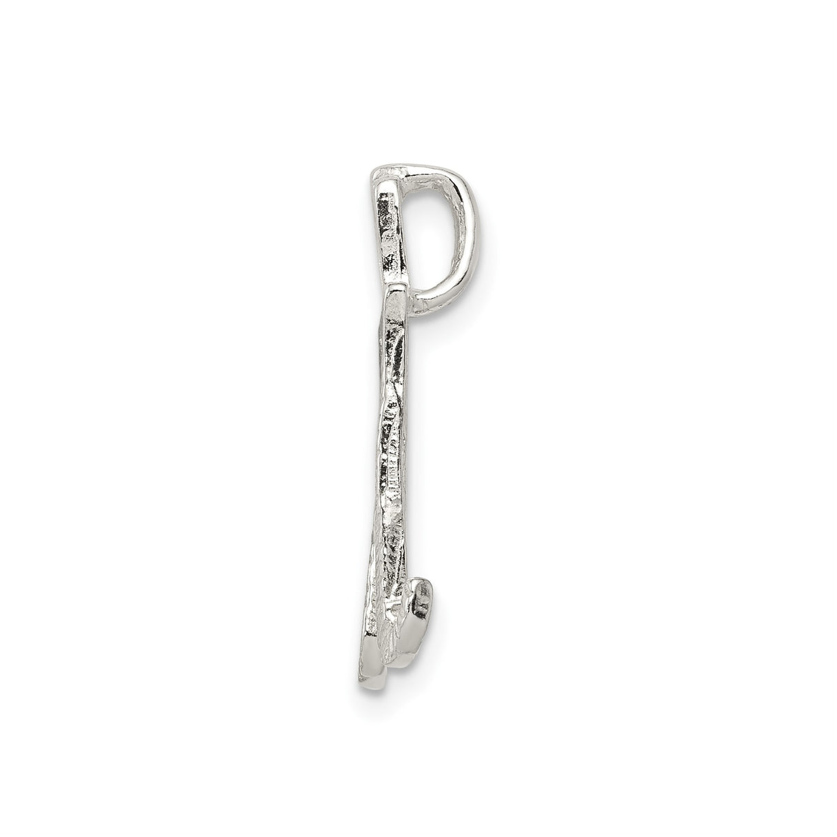 Sterling Silver Letter M Pendant with Textured Chevron Design for Women and Men