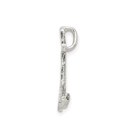 Sterling Silver Letter M Pendant with Textured Chevron Design for Women and Men