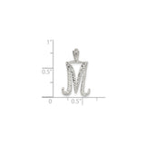 Sterling Silver Letter M Pendant with Textured Chevron Design for Women and Men