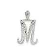 Sterling Silver Letter M Pendant with Textured Chevron Design for Women and Men