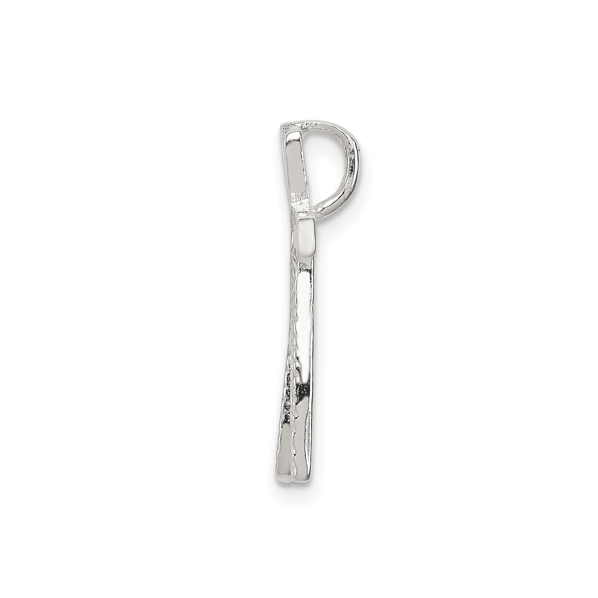 Sterling Silver N Initial Pendant with Chevron Pattern and Polished Script Letter Charm