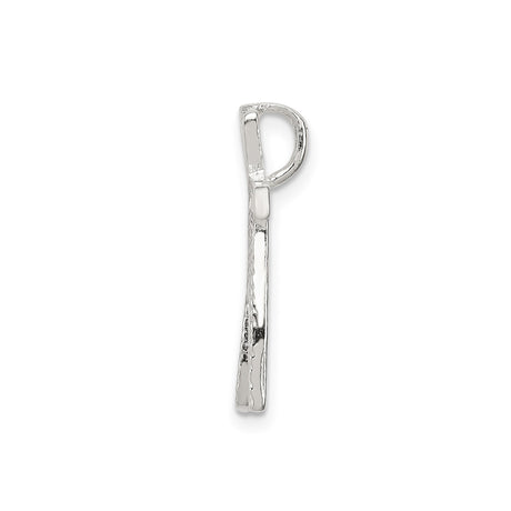 Sterling Silver N Initial Pendant with Chevron Pattern and Polished Script Letter Charm