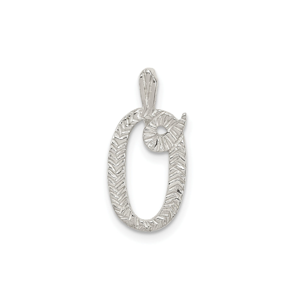 Sterling Silver Number 9 Pendant with Polished and Textured Finish, Numerology-Inspired Charm