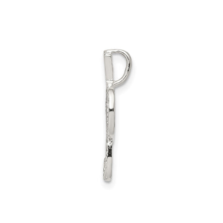 Sterling Silver Letter P Pendant with Zigzag Pattern, Script Initial Charm, Unisex Monogram Jewelry