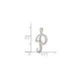 Sterling Silver Letter P Pendant with Zigzag Pattern, Script Initial Charm, Unisex Monogram Jewelry