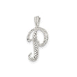 Sterling Silver Letter P Pendant with Zigzag Pattern, Script Initial Charm, Unisex Monogram Jewelry