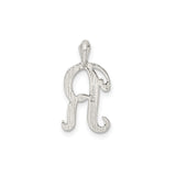 Sterling Silver Pendant with Cursive Letter R, Script Initial Charm for Women and Unisex Wear