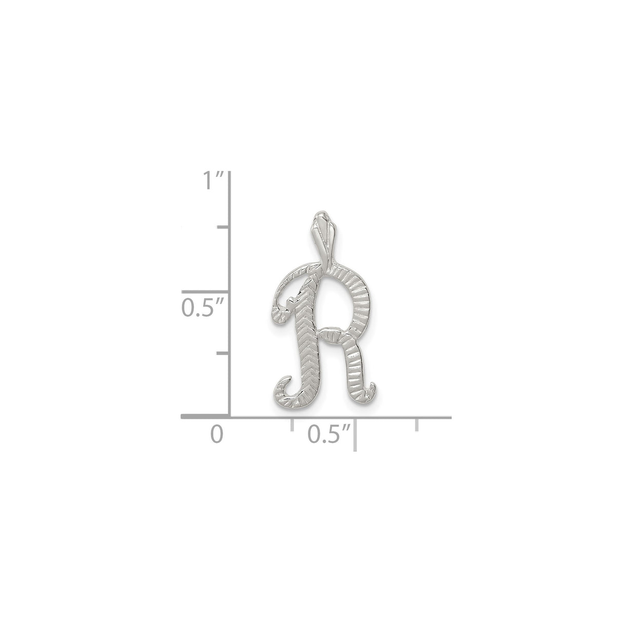 Sterling Silver Pendant with Cursive Letter R, Script Initial Charm for Women and Unisex Wear