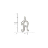 Sterling Silver Pendant with Cursive Letter R, Script Initial Charm for Women and Unisex Wear