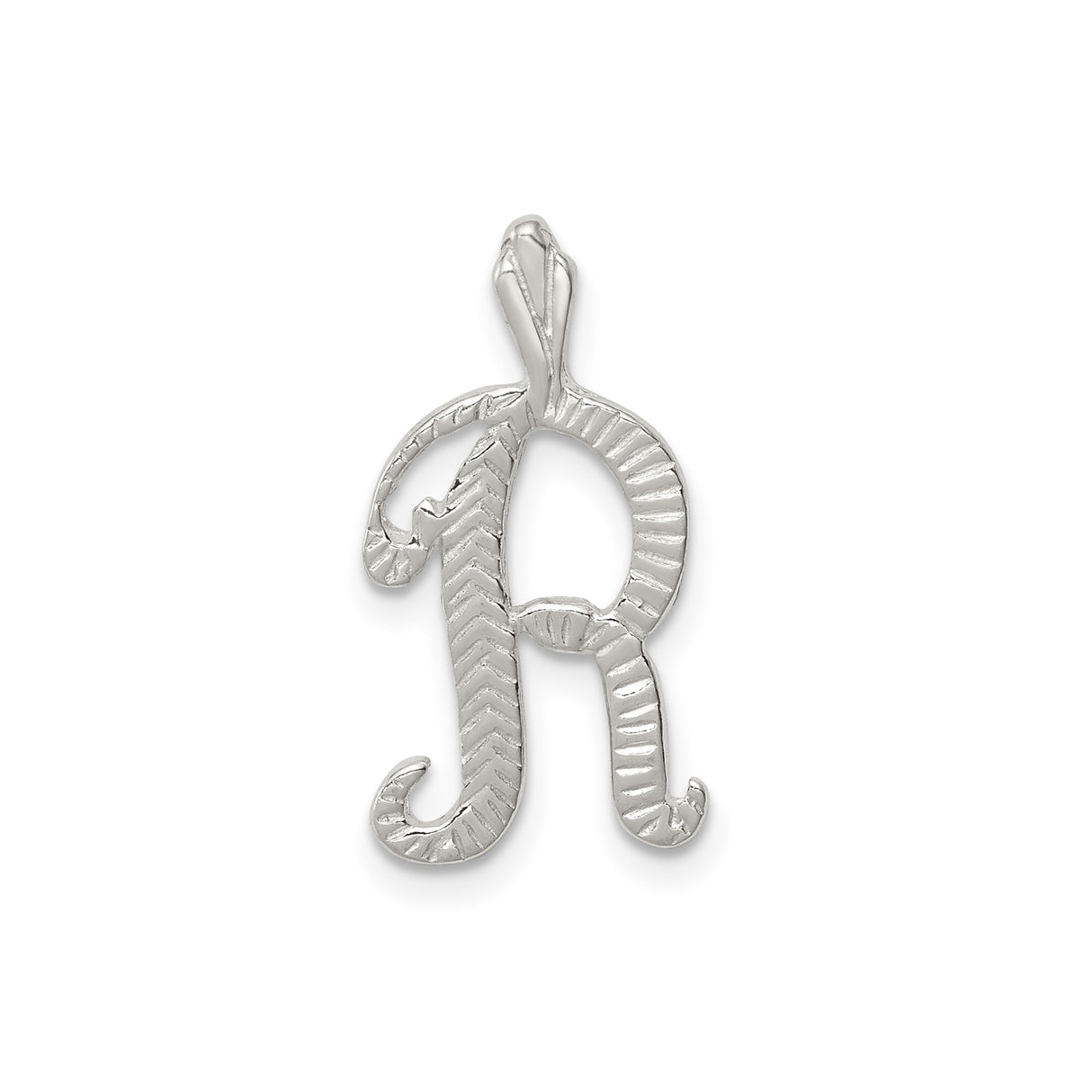 Sterling Silver Pendant with Cursive Letter R, Script Initial Charm for Women and Unisex Wear