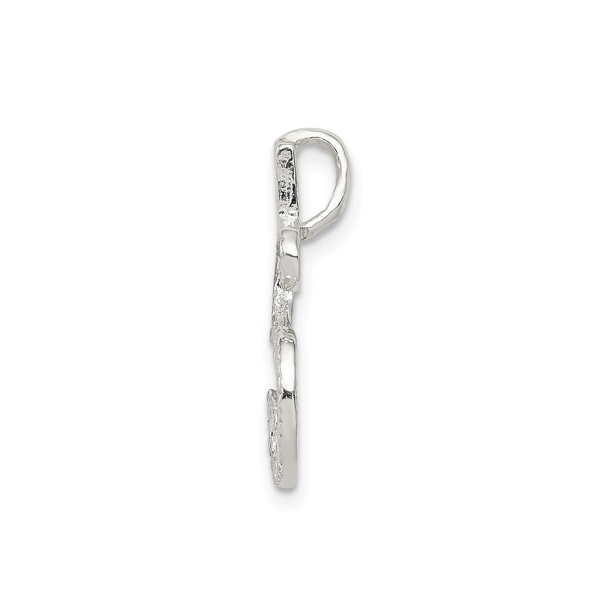 Sterling Silver Initial S Pendant with Ribbed Textured Script Design