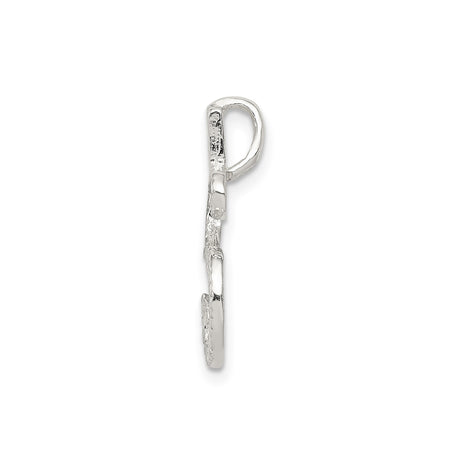 Sterling Silver Initial S Pendant with Ribbed Textured Script Design