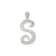 Sterling Silver Initial S Pendant with Ribbed Textured Script Design