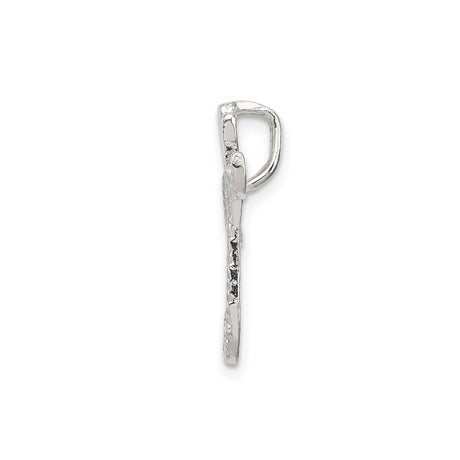 Sterling Silver Letter T Pendant with Textured Detailing, Monogram Charm for Women or Unisex Wear