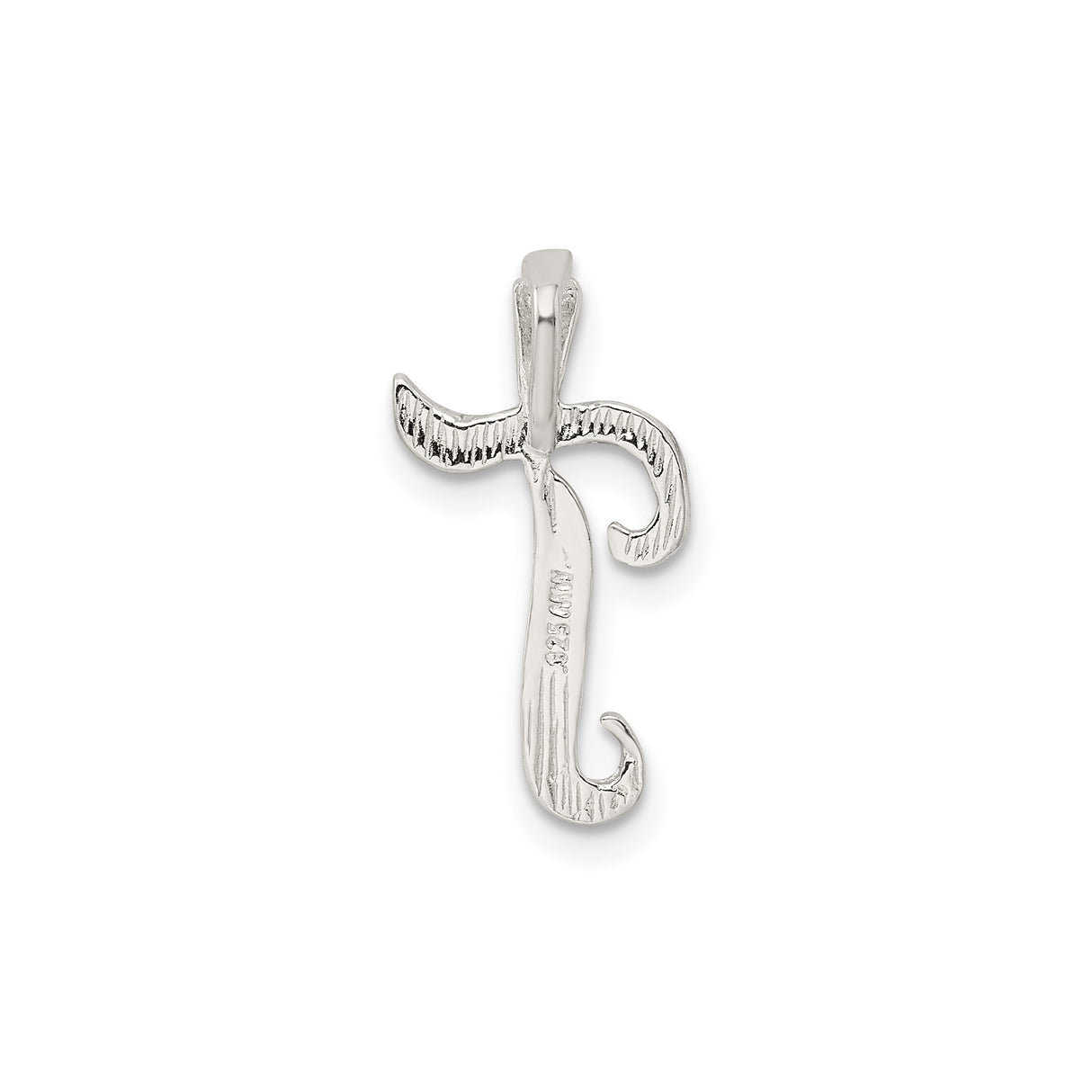 Sterling Silver Letter T Pendant with Textured Detailing, Monogram Charm for Women or Unisex Wear