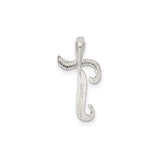 Sterling Silver Letter T Pendant with Textured Detailing, Monogram Charm for Women or Unisex Wear