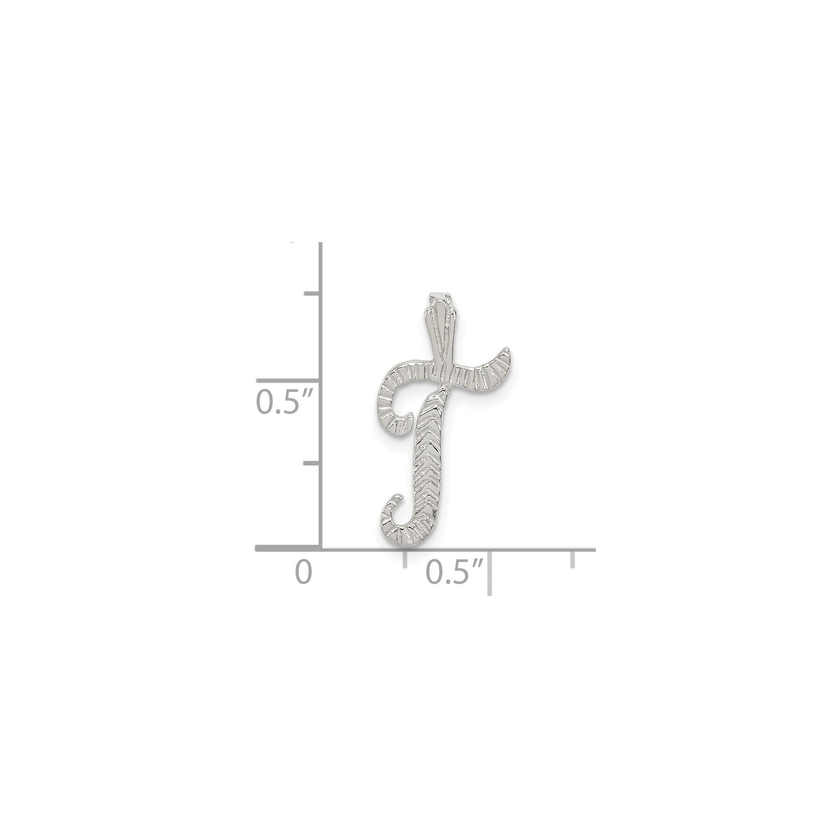 Sterling Silver Letter T Pendant with Textured Detailing, Monogram Charm for Women or Unisex Wear