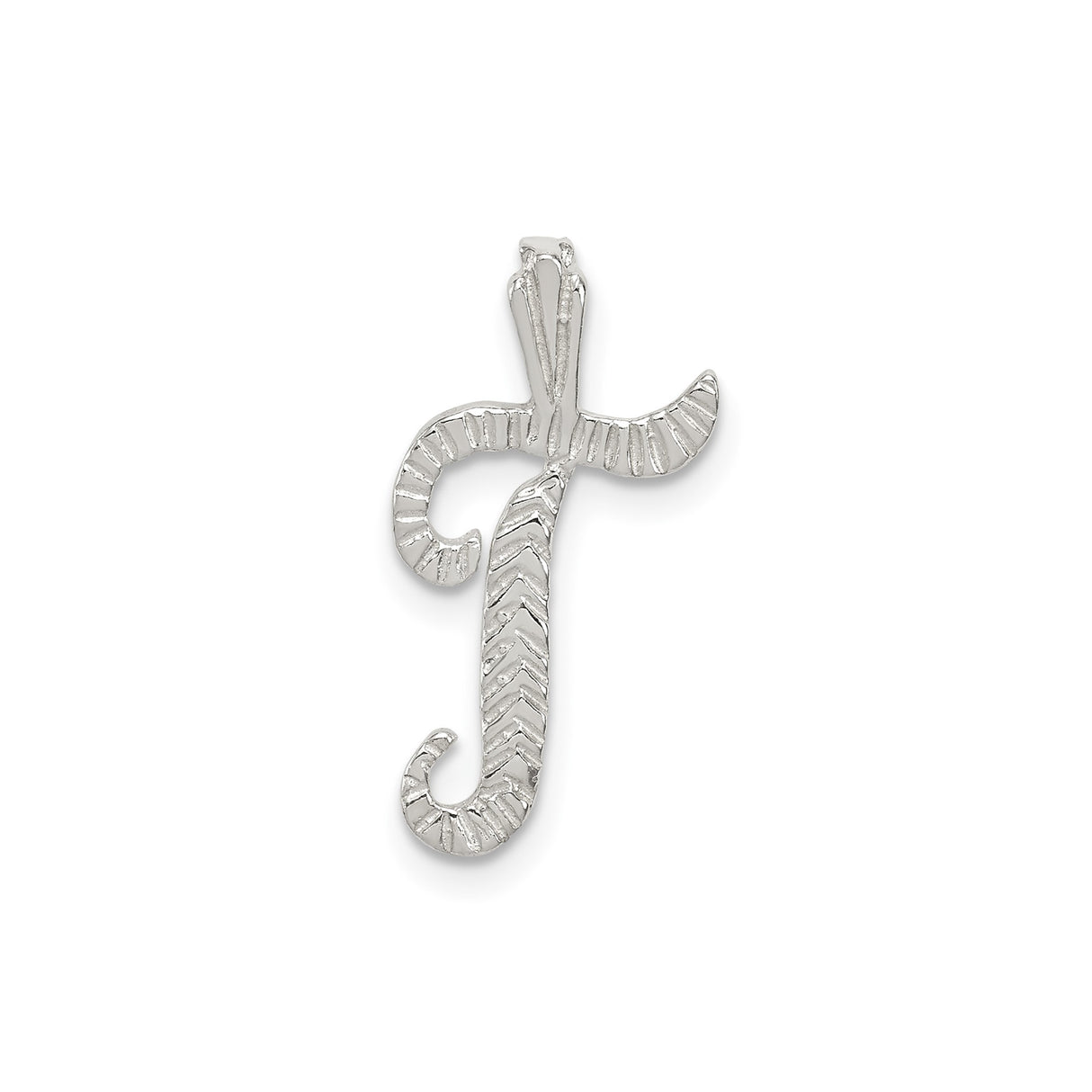 Sterling Silver Letter T Pendant with Textured Detailing, Monogram Charm for Women or Unisex Wear