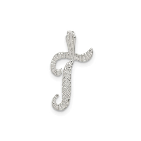 Sterling Silver Letter T Pendant with Textured Detailing, Monogram Charm for Women or Unisex Wear