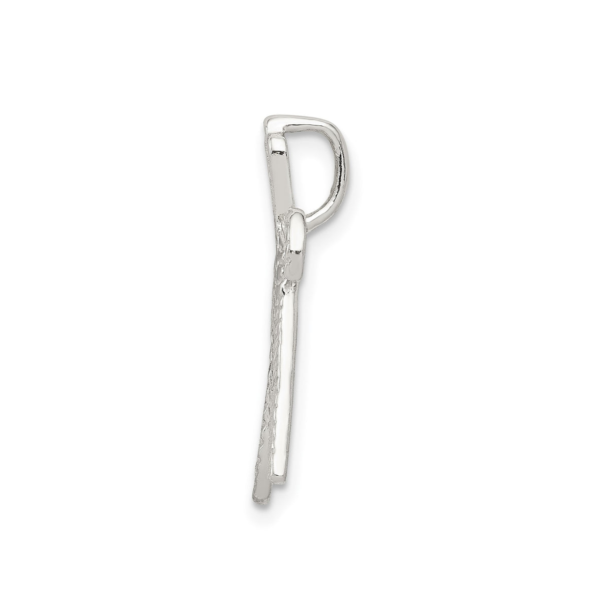 Sterling Silver Initial W Pendant with Textured Chevron Pattern for Women or Unisex Use