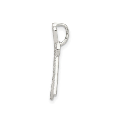 Sterling Silver Initial W Pendant with Textured Chevron Pattern for Women or Unisex Use