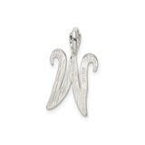 Sterling Silver Initial W Pendant with Textured Chevron Pattern for Women or Unisex Use