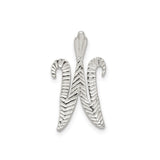 Sterling Silver Initial W Pendant with Textured Chevron Pattern for Women or Unisex Use