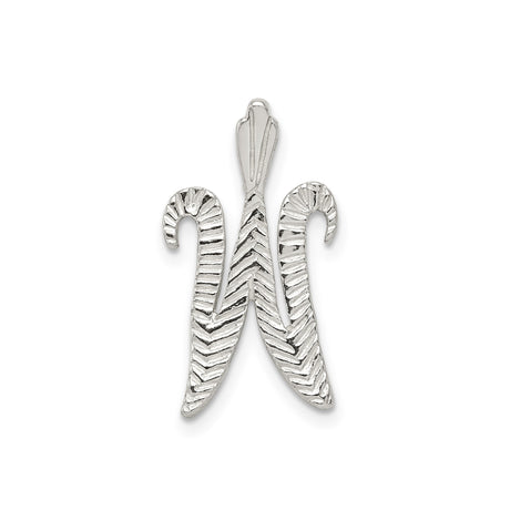 Sterling Silver Initial W Pendant with Textured Chevron Pattern for Women or Unisex Use