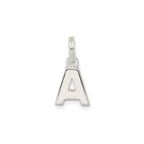 Sterling Silver Letter A Pendant Charm, Polished Initial Monogram Jewelry for Women or Unisex Use