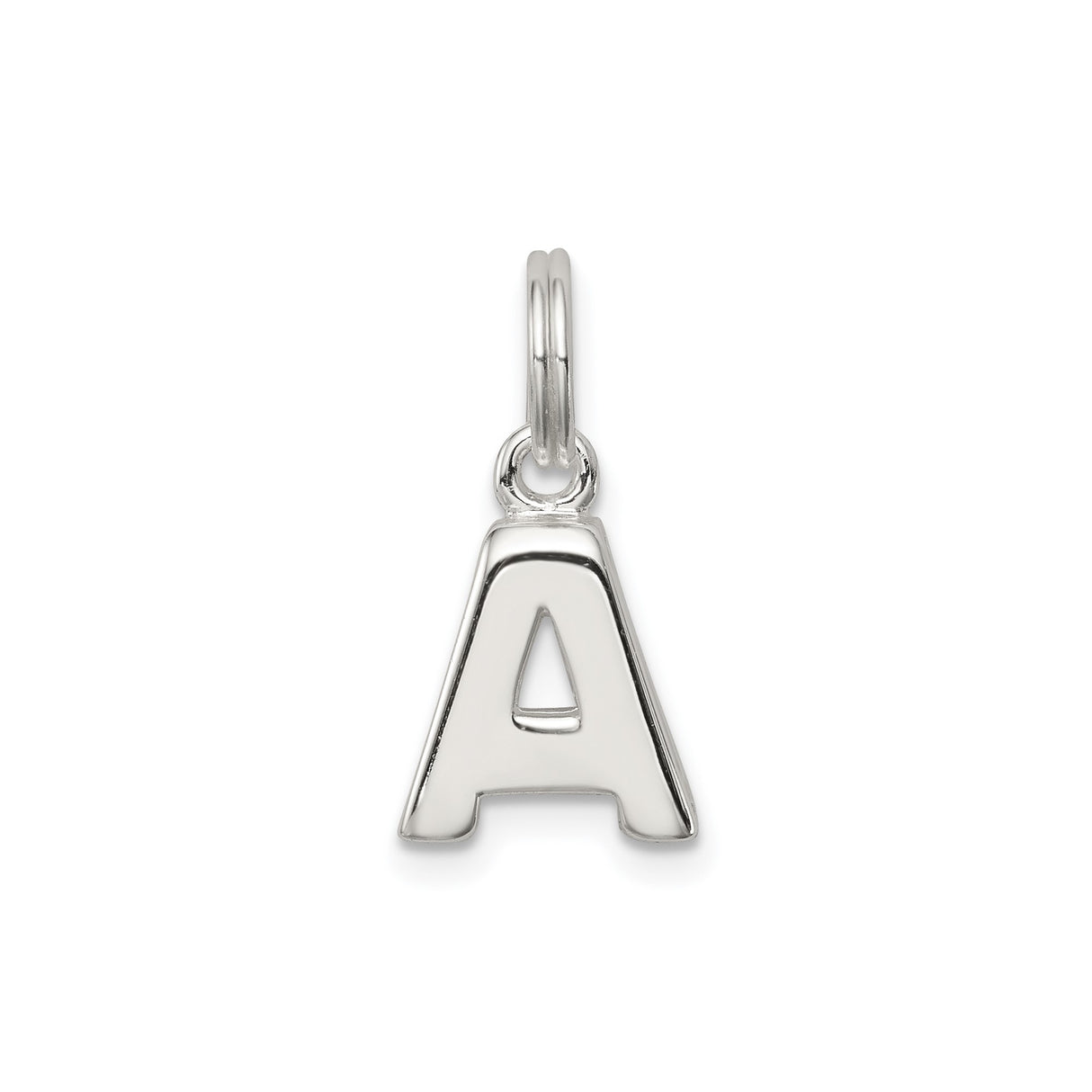 Sterling Silver Letter A Pendant Charm, Polished Initial Monogram Jewelry for Women or Unisex Use