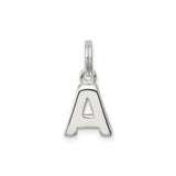 Sterling Silver Letter A Pendant Charm, Polished Initial Monogram Jewelry for Women or Unisex Use