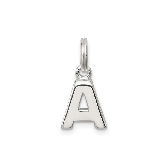 Sterling Silver Letter A Pendant Charm, Polished Initial Monogram Jewelry for Women or Unisex Use