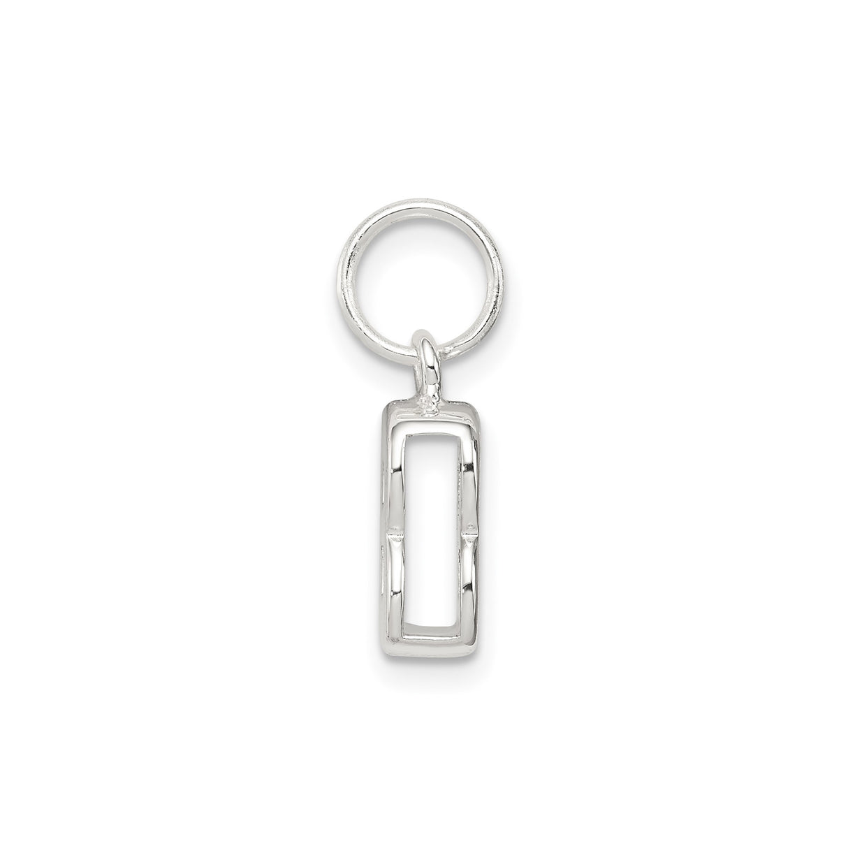 Sterling Silver Letter B Charm Pendant, Polished Block Initial, Unisex or Womens Jewelry